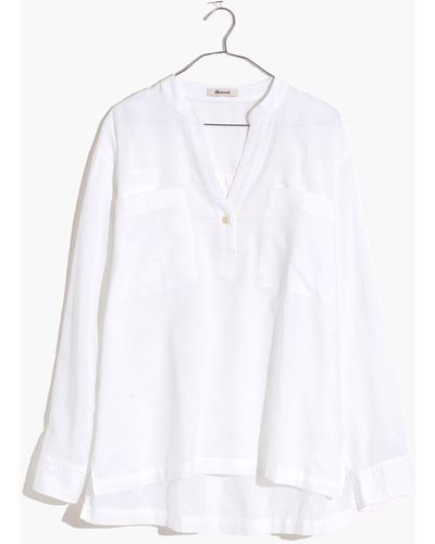 MW Cotton Gauze Pocket Tunic Shirt - White