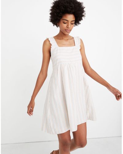 MW Ruffled Square-neck Dress - White