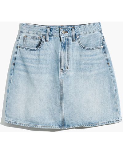 MW Curvy Denim High-waist Straight Mini Skirt - Blue