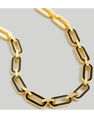 MW Colorblock Enamel Chunky Chain Necklace - Metallic