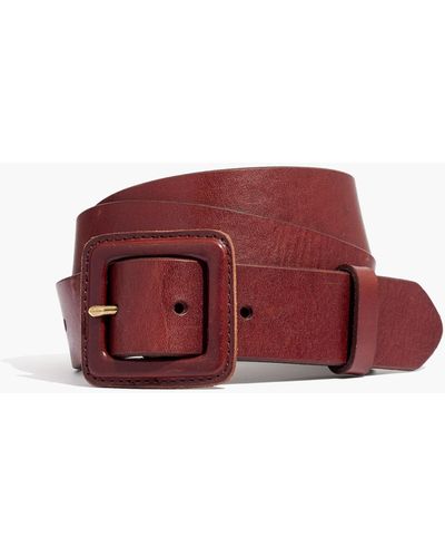 MW Leather Covered Buckle Belt - Purple