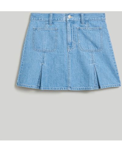 MW Pleated Denim Mini Skirt - Blue
