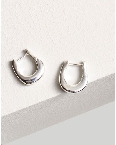 MW The Sterling Silver Collection Chunky Huggie Hoop Earrings - Natural