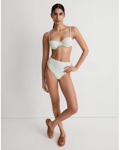 MW Ribbed Balconette Bikini Top - White