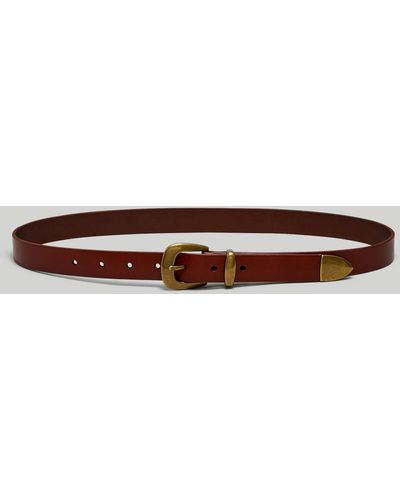 MW Skinny Leather Western Belt - Brown