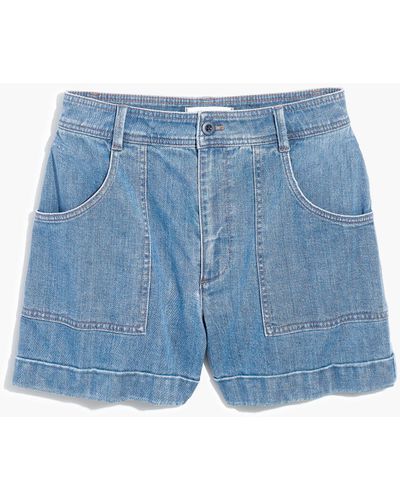 MW High-rise Cuffed Denim Shorts - Blue