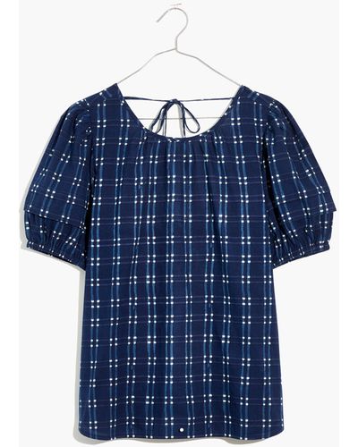 MW Tie-back Puff-sleeve Top - Blue