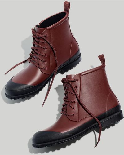 MW The Lace-up Lugsole Rain Boot - Red