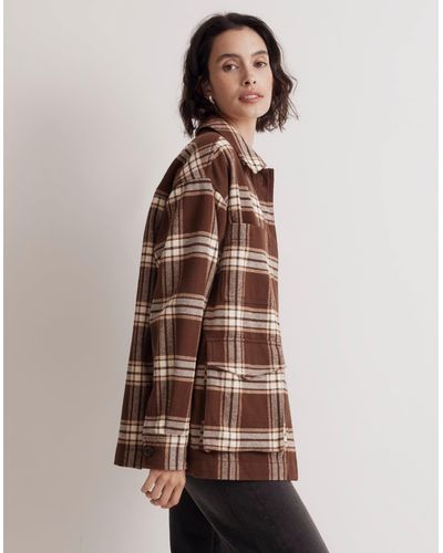 MW Flannel Cargo Oversized Shirt-jacket - Brown