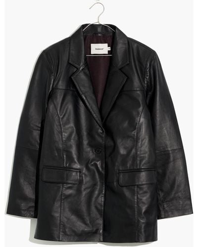 MW Deadwood Recycled Leather Brooke Oversized Blazer - Black