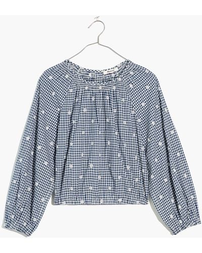MW Plus Embroidered Button-back Shirt - Blue