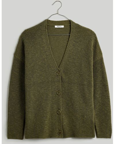 MW Plus V-neck Button-front Long Cardigan Sweater - Green