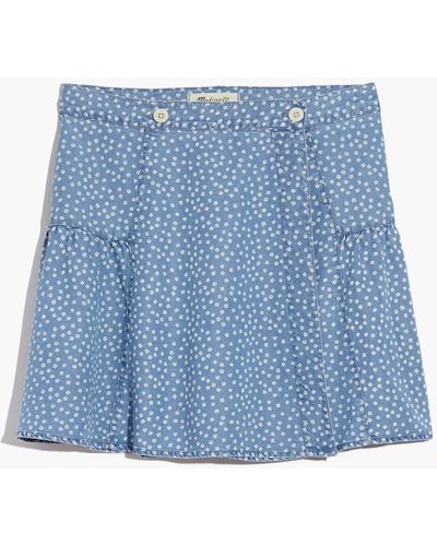 MW Shirred Wrap Mini Skirt - Blue