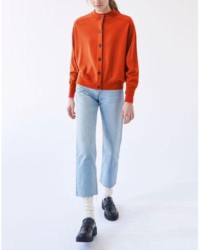 MW Demy By Demyleetm Merino Wool Carey Cardigan Sweater - Orange