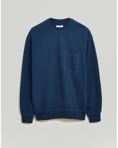 MW Waffle-knit Crewneck Sweatshirt - Blue