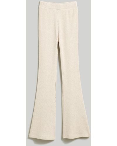 MW Ribbed Pull-on Flare Pants - Natural