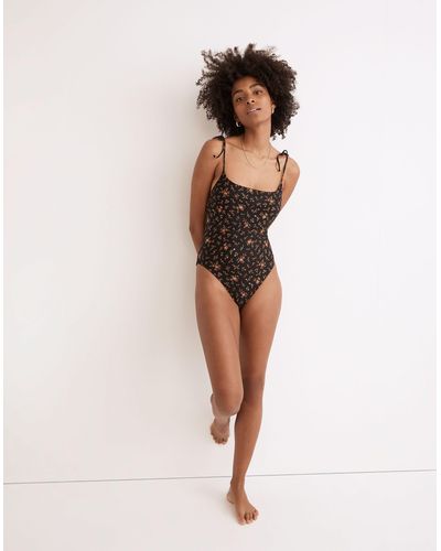 MW Madewell Second Wave Tie Spaghetti-strap One-piece Swimsuit - Natural