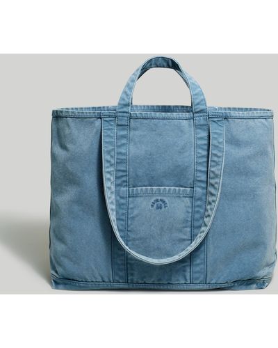 MW Garment-dyed Canvas Oversized Tote - Blue