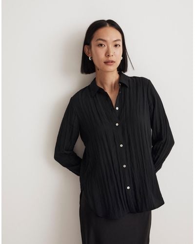 MW Crinkled Button-up Shirt - Black