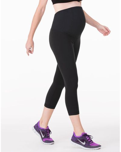MW Ingrid And Isabel® Maternity Workout Capri Leggings With Crossover Panel® - Black