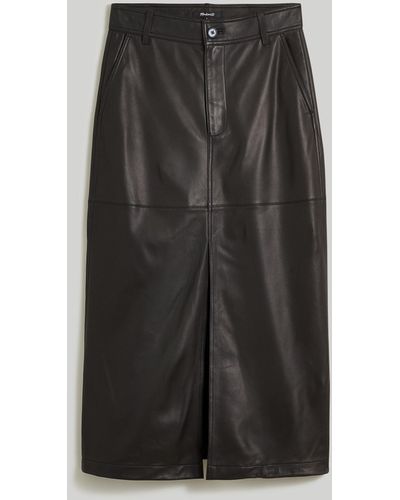 MW Leather Midi Skirt - Multicolor