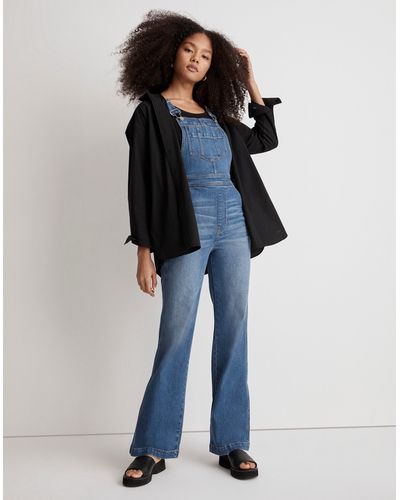 MW High-rise Loose Flare Overalls - Blue
