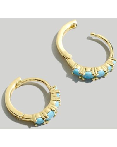 MW Stone Huggie Hoop Earrings - Metallic