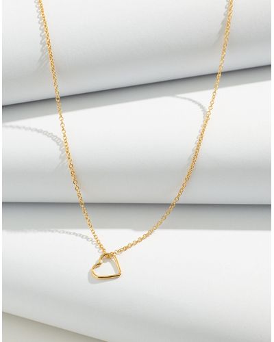 MW Delicate Collection Demi-fine 14k Plated Heart Pendant Necklace - White