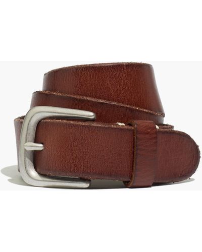 MW Narrow Leather Belt - Brown