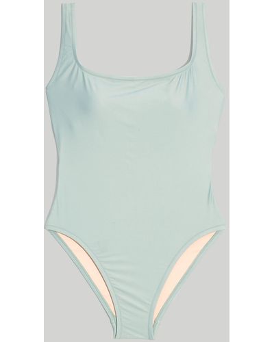 MW Madewell Second Wave Square-neck Tank One-piece Swimsuit - Blue