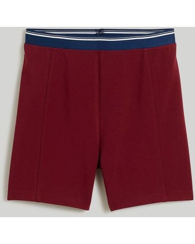 MW Knit Trimmed Biker Shorts - Red