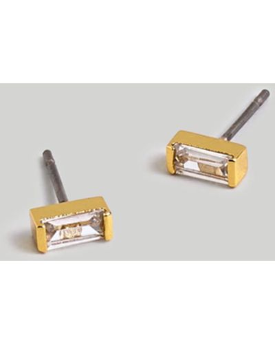 MW The Tennis Collection Baguette Crystal Stud Earrings - Metallic
