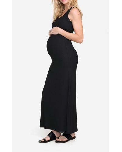 MW Hatch Collection® Maternity Long Body Tank Dress - Black