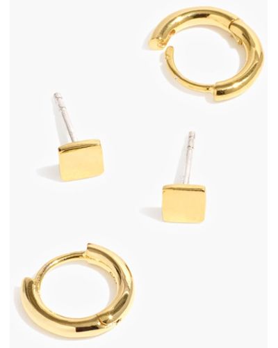 MW Delicate Collection Demi-fine 14k Plated Huggie Mini Hoop Earring Set - White
