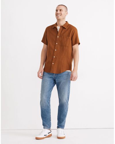 MW Textured Cotton Perfect Short-sleeve Shirt - Blue