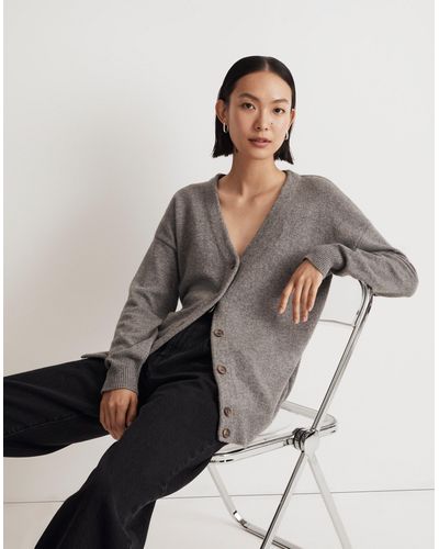 MW V-neck Relaxed Cardigan - Gray