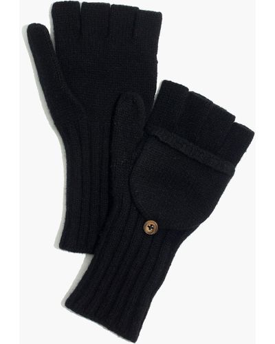 MW Convertible Ribbed Gloves - Black