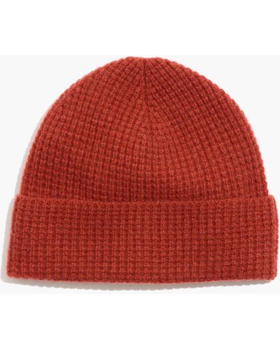 MW (re)sourced Cashmere Waffle Cuffed Beanie - Red
