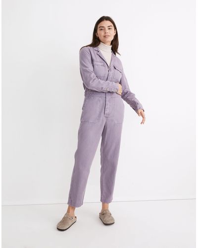 MW Curvy Garment-dyed Signature Coverall Jumpsuit - Purple