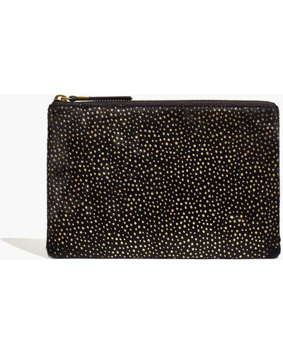 MW The Leather Pouch Clutch: Painted Leopard Calf Hair Edition - Black