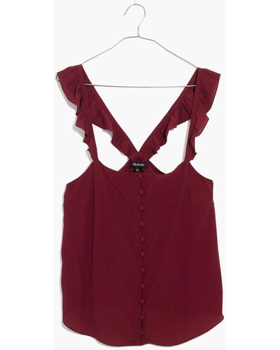 MW Ruffle-strap Cami Top - Red