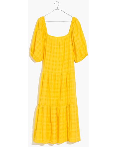 MW Solid & Striped® Puff-sleeve Cover-up Peasant Dress - Yellow