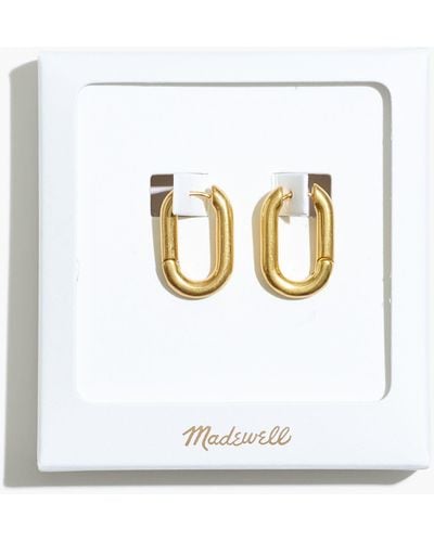 MW Carabiner Medium Hoop Earrings Gift Box - White