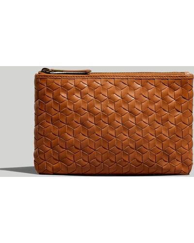 MW The Leather Pouch Clutch: Woven Edition - Brown