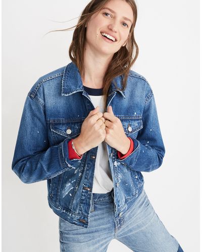 MW The Boxy-crop Jean Jacket: Paint Spattered Edition - Blue