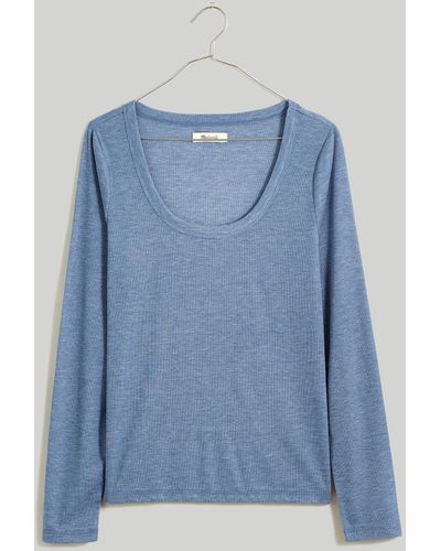 MW Semi-sheer Scoopneck Tee - Blue