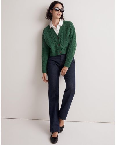 MW Cable-knit Crop Cardigan - Green