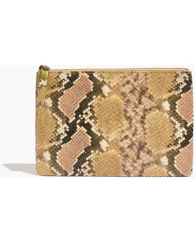MW The Leather Pouch Clutch: Snake Embossed Edition - Natural