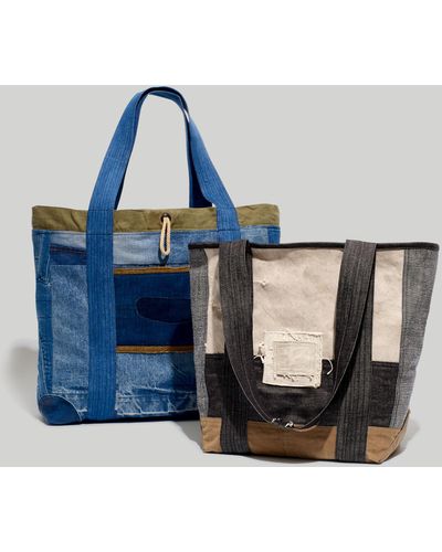 MW Madewell X Storytellers & Creators Upcycled Patchwork Tote - Blue