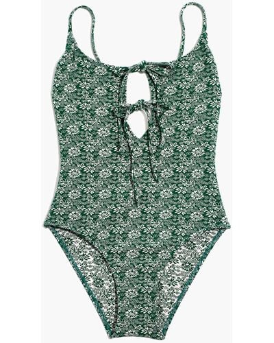 MW Madewell Jacquard Tie-front One-piece Swimsuit - Green